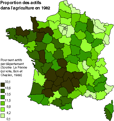 proportion d'agriculteurs en 1982
