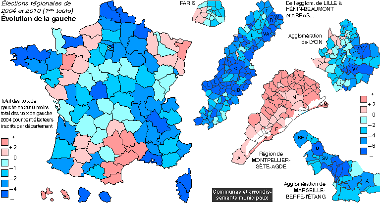 évolution de la gauche entre 2004 et 2010